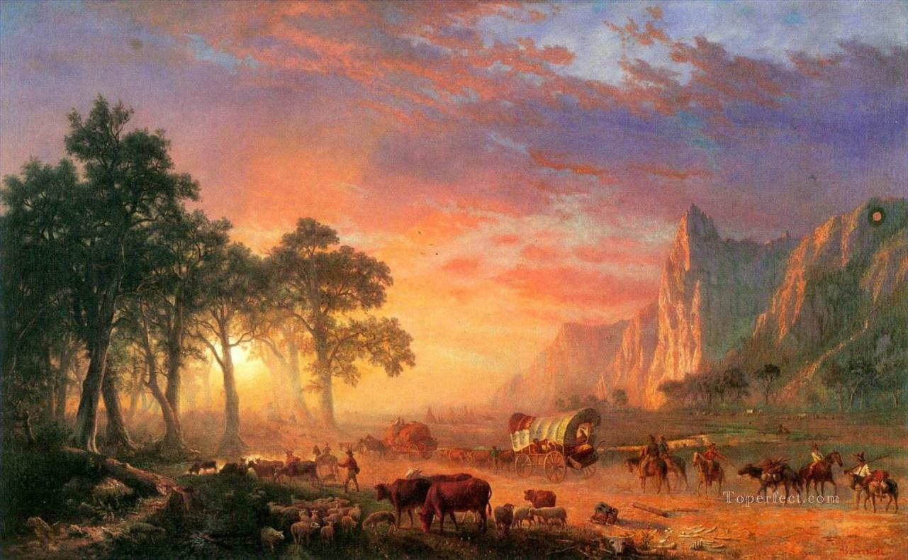 Albert Bierstadt le sentier de l’oregon Far West Peintures à l'huile